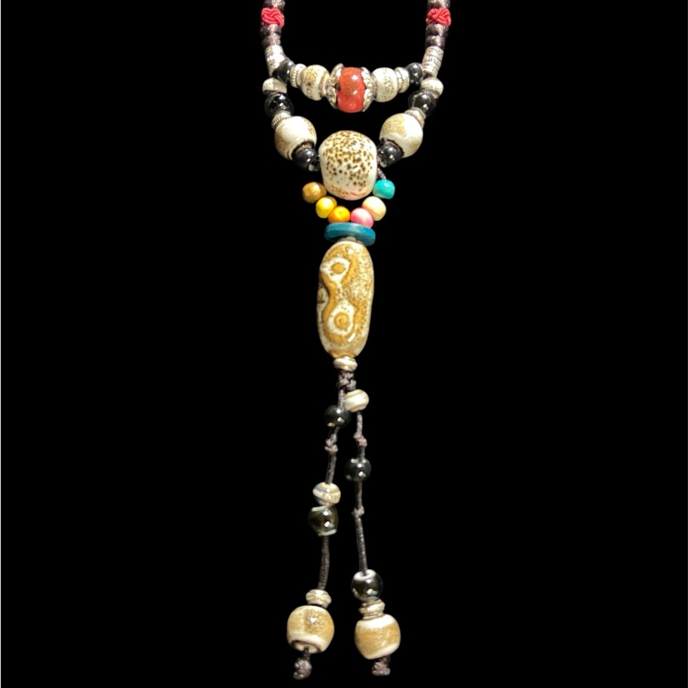 Bohemian Beaded Necklace with Earthy Tones